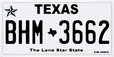 TX license plate BHM3662