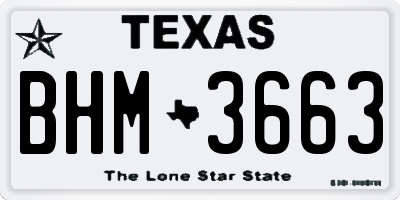 TX license plate BHM3663