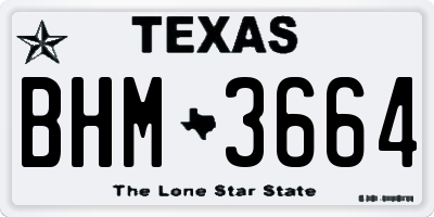 TX license plate BHM3664