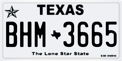 TX license plate BHM3665