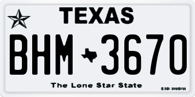 TX license plate BHM3670