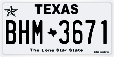 TX license plate BHM3671