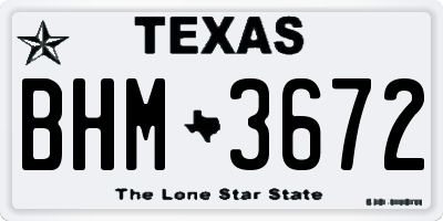 TX license plate BHM3672