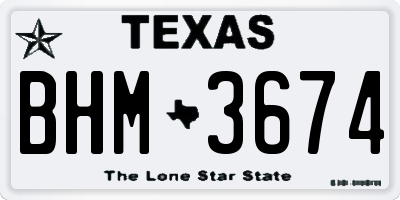 TX license plate BHM3674