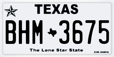 TX license plate BHM3675