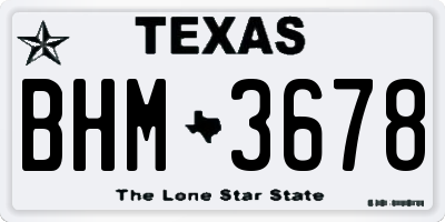 TX license plate BHM3678