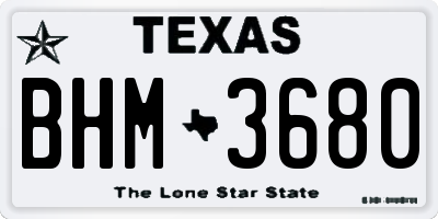 TX license plate BHM3680