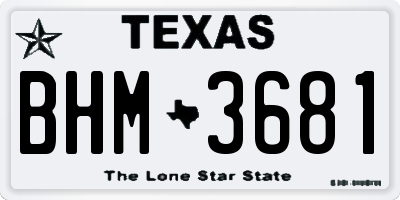TX license plate BHM3681