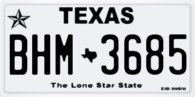 TX license plate BHM3685