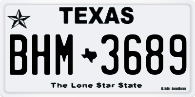 TX license plate BHM3689