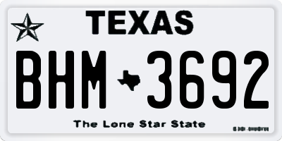 TX license plate BHM3692