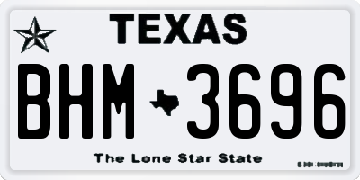 TX license plate BHM3696