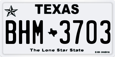 TX license plate BHM3703