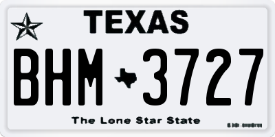 TX license plate BHM3727