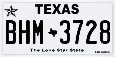 TX license plate BHM3728