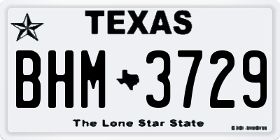 TX license plate BHM3729