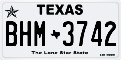 TX license plate BHM3742