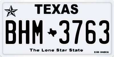 TX license plate BHM3763