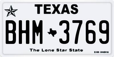 TX license plate BHM3769