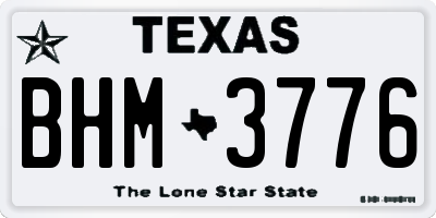 TX license plate BHM3776