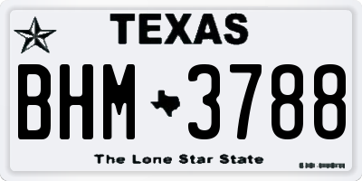 TX license plate BHM3788