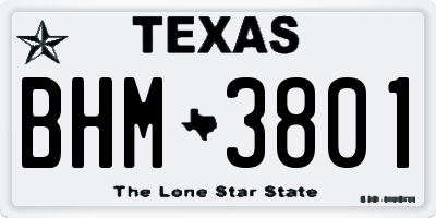 TX license plate BHM3801