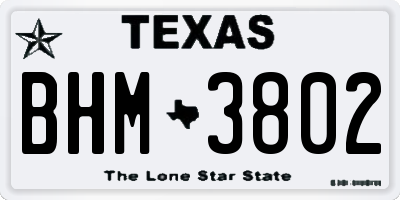 TX license plate BHM3802