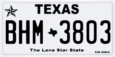 TX license plate BHM3803