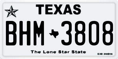 TX license plate BHM3808