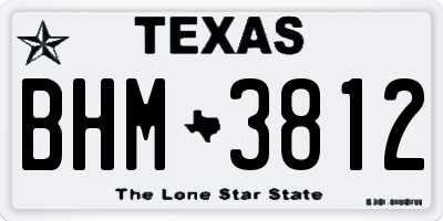 TX license plate BHM3812
