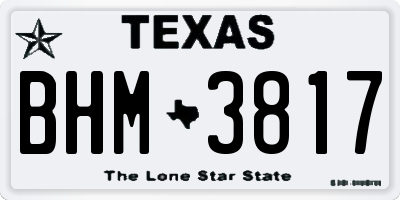 TX license plate BHM3817
