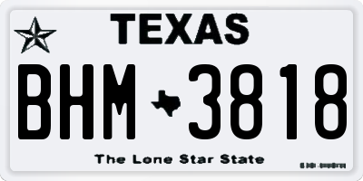 TX license plate BHM3818