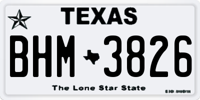 TX license plate BHM3826