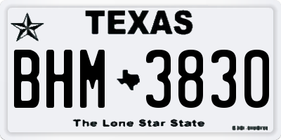 TX license plate BHM3830