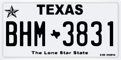 TX license plate BHM3831