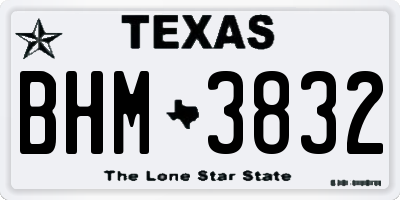 TX license plate BHM3832