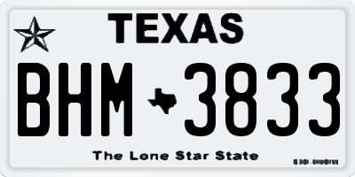 TX license plate BHM3833