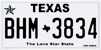TX license plate BHM3834