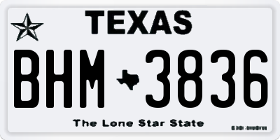 TX license plate BHM3836