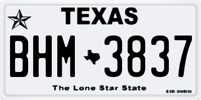 TX license plate BHM3837