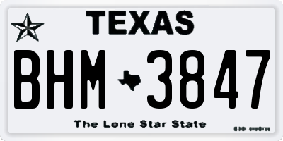 TX license plate BHM3847