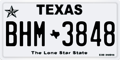 TX license plate BHM3848