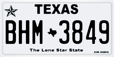 TX license plate BHM3849