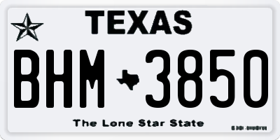 TX license plate BHM3850