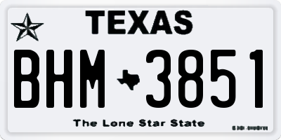 TX license plate BHM3851