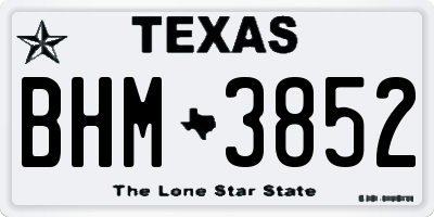 TX license plate BHM3852