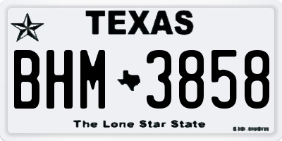 TX license plate BHM3858