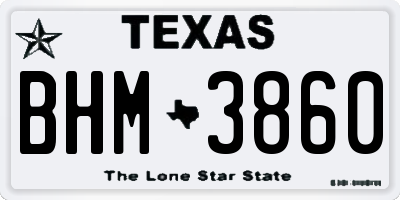 TX license plate BHM3860
