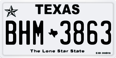 TX license plate BHM3863