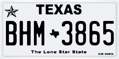 TX license plate BHM3865